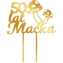 Topper na tort dla grzybiarza -złote plexi