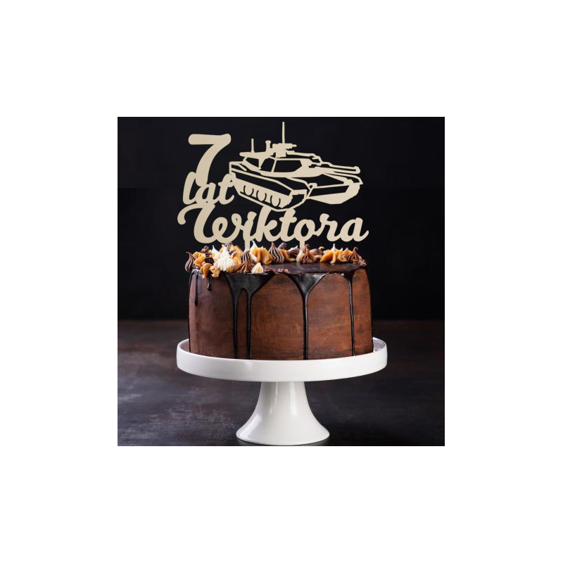 Topper na tort z czołgiem - sklejka