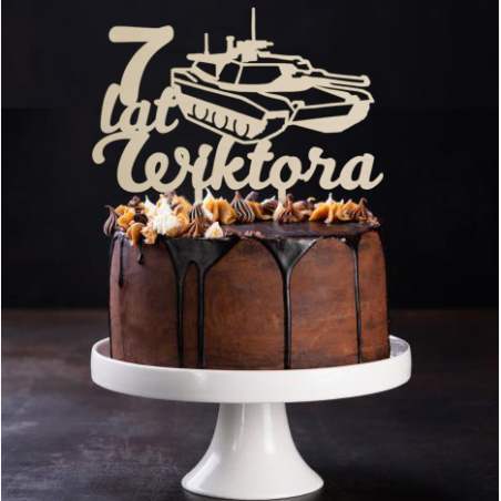 Topper na tort z czołgiem - sklejka