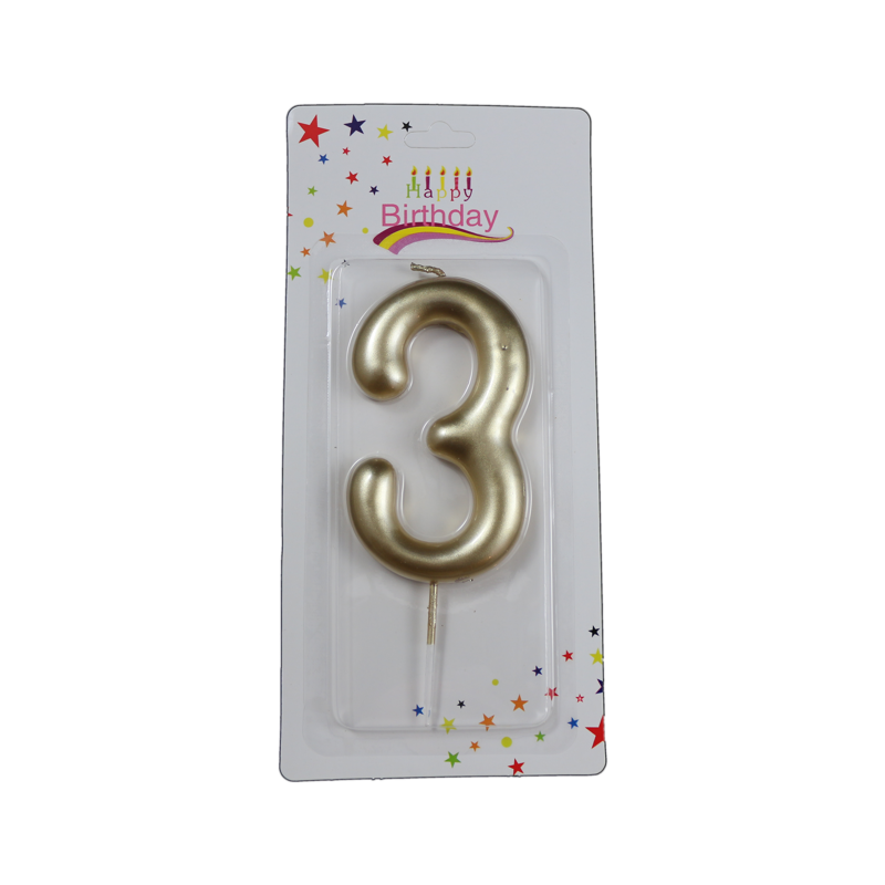 świeczka cyferka złota 3 na tort