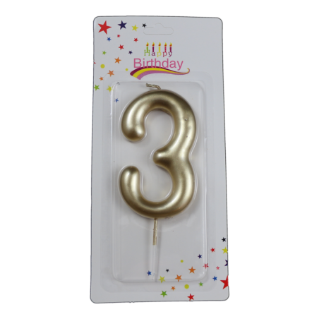 świeczka cyferka złota 3 na tort