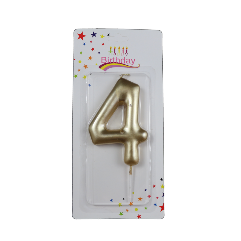 świeczka cyferka złota 4 na tort