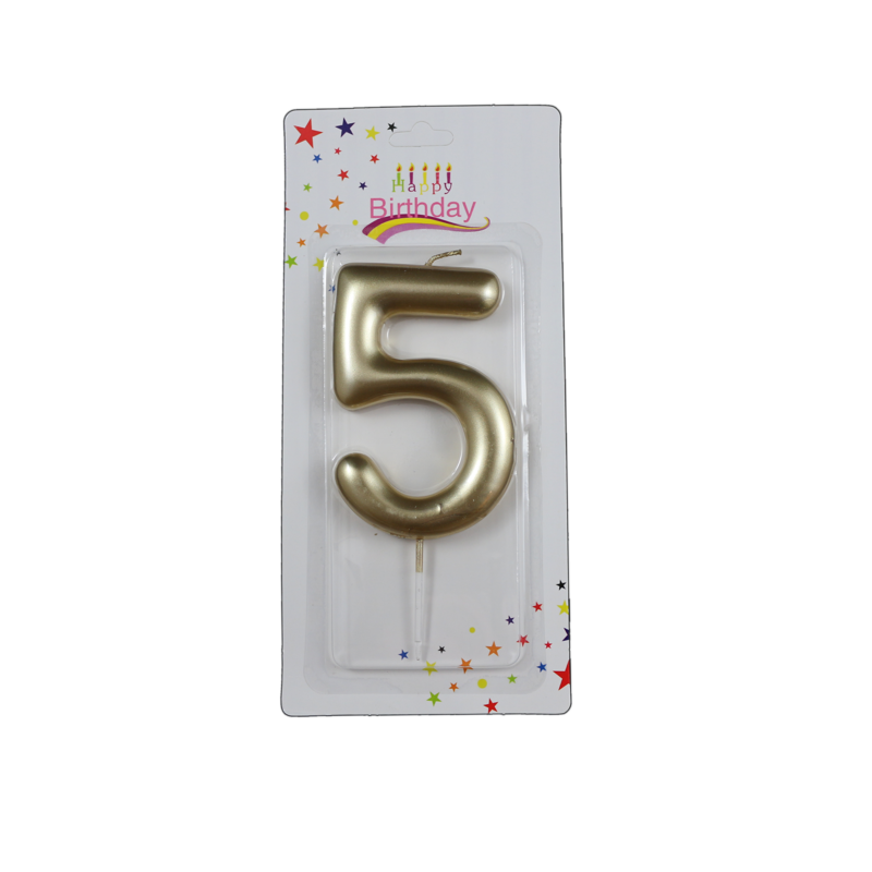świeczka cyferka złota 5 na tort