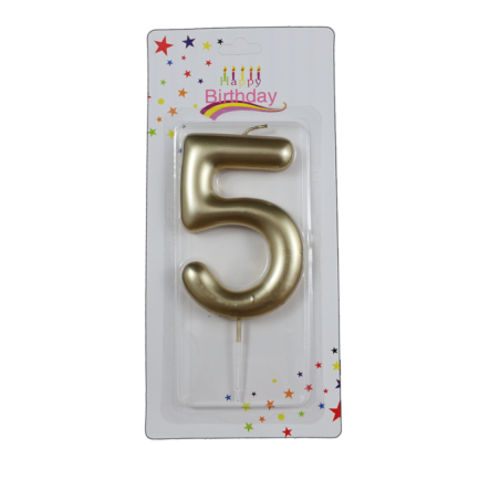 świeczka cyferka złota 5 na tort