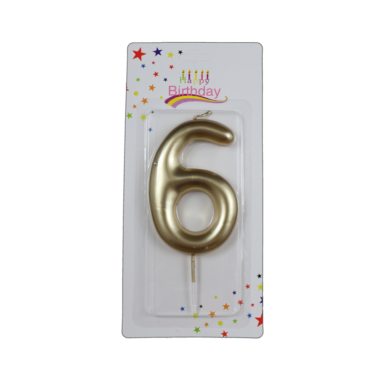 świeczka cyferka złota 6 na tort