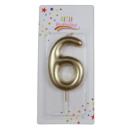 świeczka cyferka złota 6 na tort