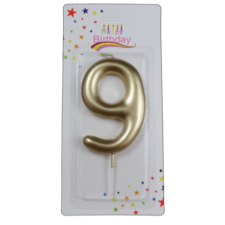 świeczka cyferka złota 9 na tort