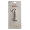 świeczka cyferka srebrna 1 na tort
