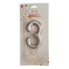 świeczka cyferka srebrna 3 na tort