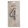 świeczka cyferka srebrna 4 na tort
