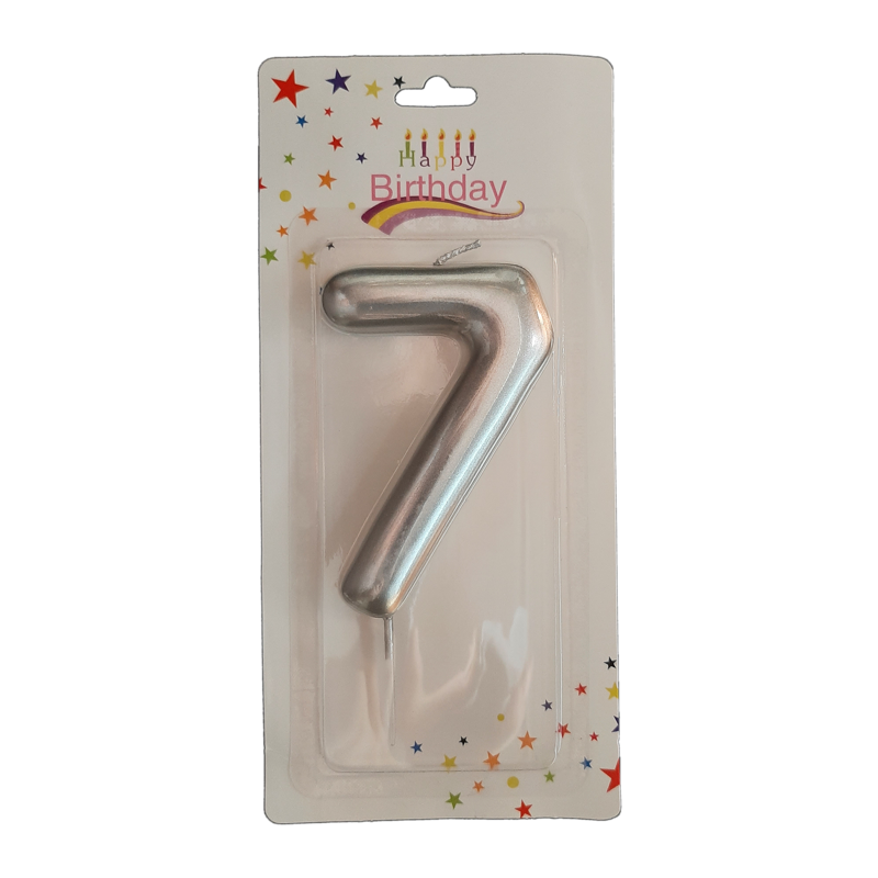 świeczka cyferka srebrna 7 na tort