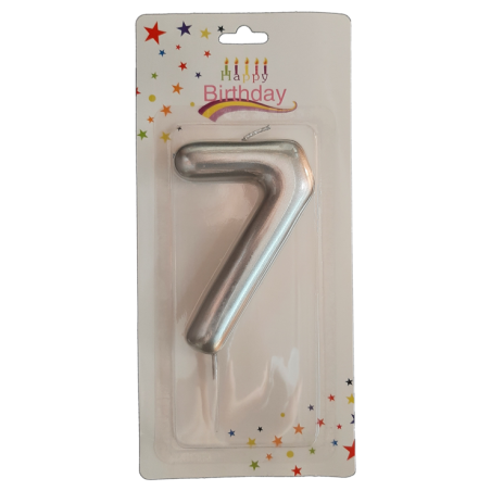 świeczka cyferka srebrna 7 na tort