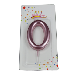 świeczka cyferka różowa 0 na tort