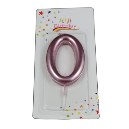 świeczka cyferka różowa 0 na tort