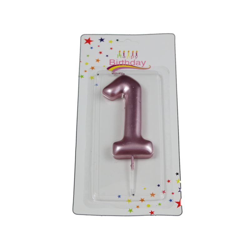 świeczka cyferka różowa 1 na tort