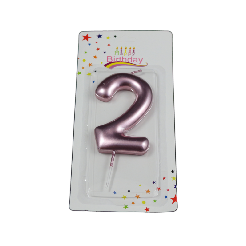 świeczka cyferka różowa 2 na tort