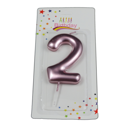 świeczka cyferka różowa 2 na tort