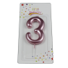 świeczka cyferka różowa 3 na tort