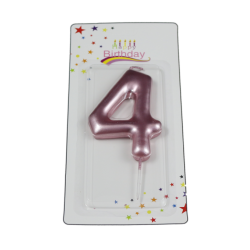 świeczka cyferka różowa 4 na tort