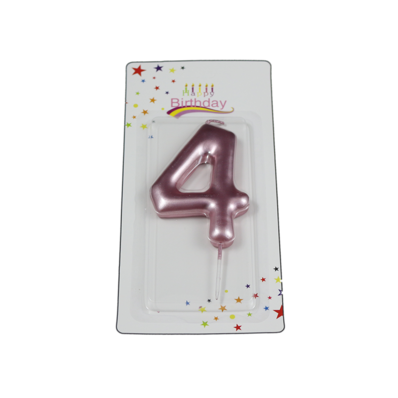 świeczka cyferka różowa 4 na tort