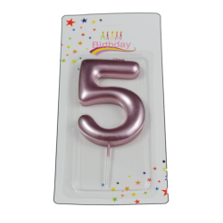 świeczka cyferka różowa 5 na tort