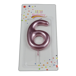 świeczka cyferka różowa 6 na tort