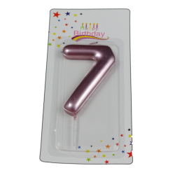 świeczka cyferka różowa 7 na tort