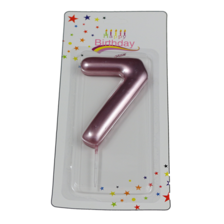 świeczka cyferka różowa 7 na tort