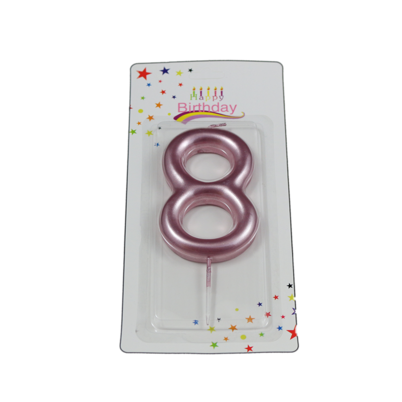 świeczka cyferka różowa 8 na tort