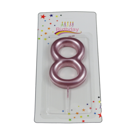 świeczka cyferka różowa 8 na tort