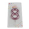 świeczka cyferka różowa 8 na tort