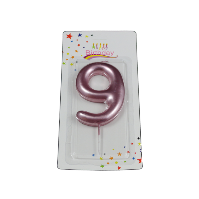 świeczka cyferka różowa 9 na tort