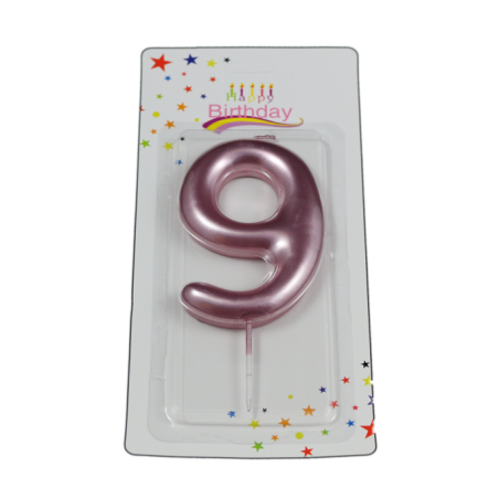 świeczka cyferka różowa 9 na tort