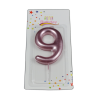 świeczka cyferka różowa 9 na tort