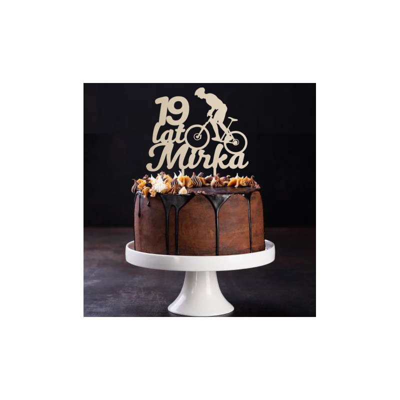 Topper na tort z rowerzystą - sklejka