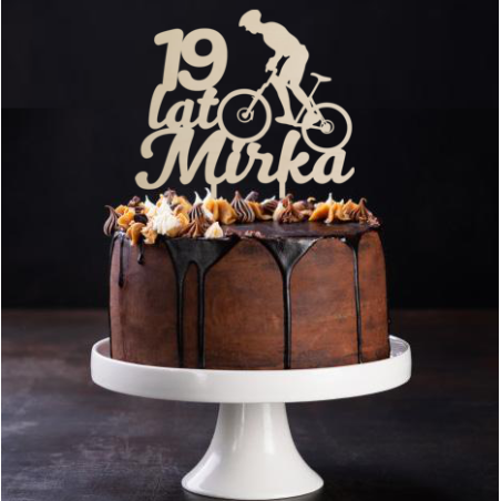 Topper na tort z rowerzystą - sklejka