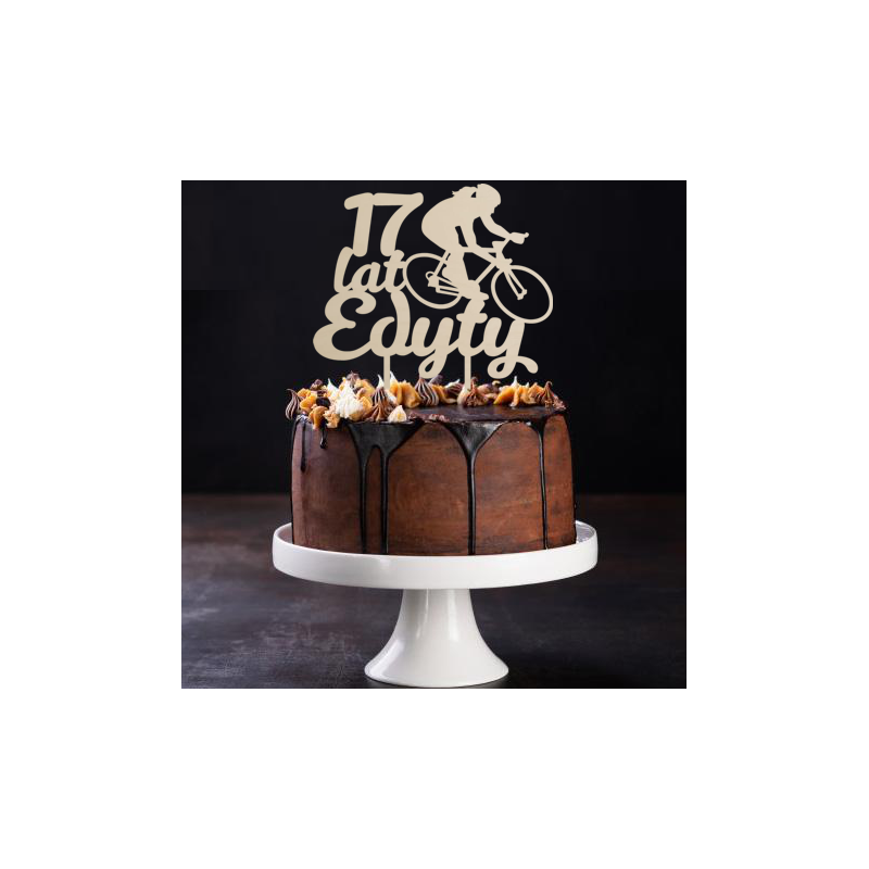 Topper na tort z rowerzystką - sklejka