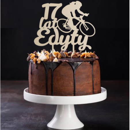 Topper na tort z rowerzystką - sklejka