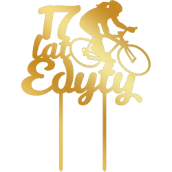 Topper na tort z rowerzystką - złote plexi