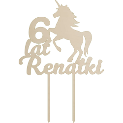 Topper na tort z jednorożcem - sklejka
