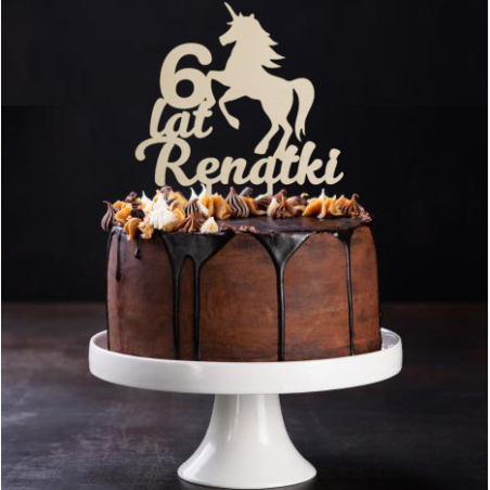 Topper na tort z jednorożcem - sklejka