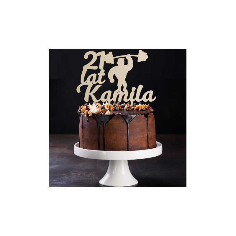 Topper na tort z siłaczem, kulturystą - sklejka