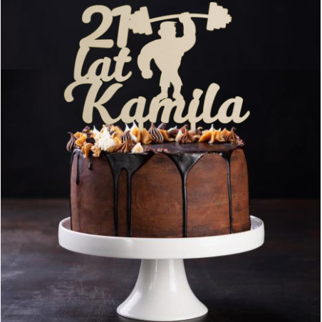 Topper na tort z siłaczem, kulturystą - sklejka