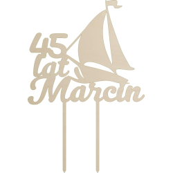 Topper na tort z żaglówką - sklejka