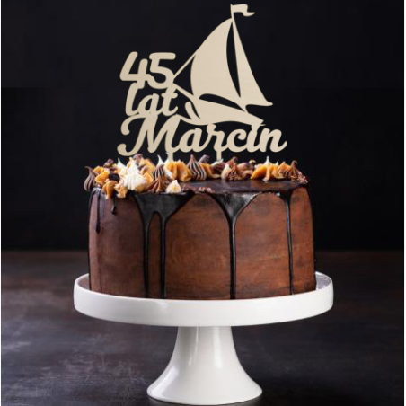 Topper na tort z żaglówką - sklejka