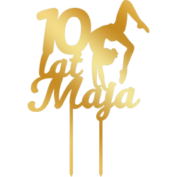 Topper na tort z gimnastyczką - złote plexi