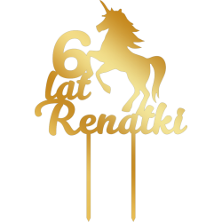 Topper na tort z jednorożcem - złote plexi