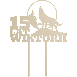 Topper na tort z wilkiem - sklejka