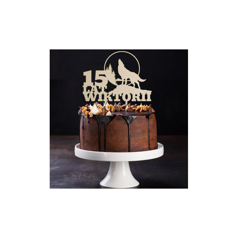 Topper na tort z wilkiem - sklejka