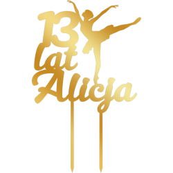 Topper na tort z baletnicą - złote plexi